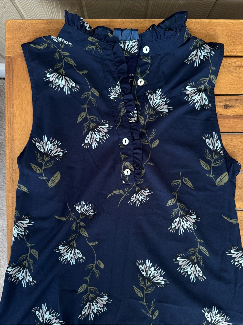 a new day Navy Floral Ruffle-Trim Sleeveless Camisole